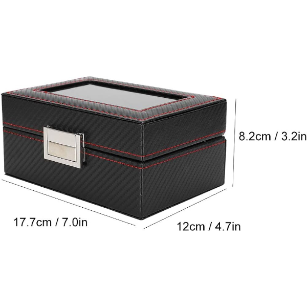 3 Slot Watch Box Organizer Carbon Fiber Look PU Leather