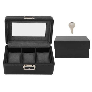 3 Slot Watch Box Organizer PU Leather With Glass Top