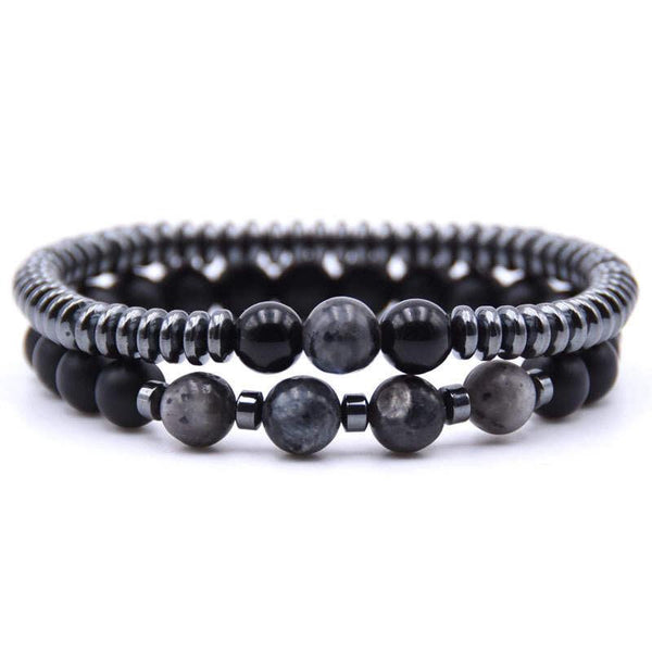 Argent Craft Natural Black Matte Agate & Lolite & Black Onyx Matchi