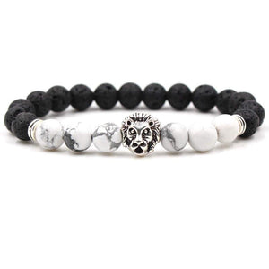 Argent Craft Lava Stone & Howlite With Lion Head (Silver)