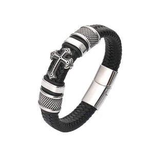 Argent Craft Classical Cross Multi Layer Leather Bracelet