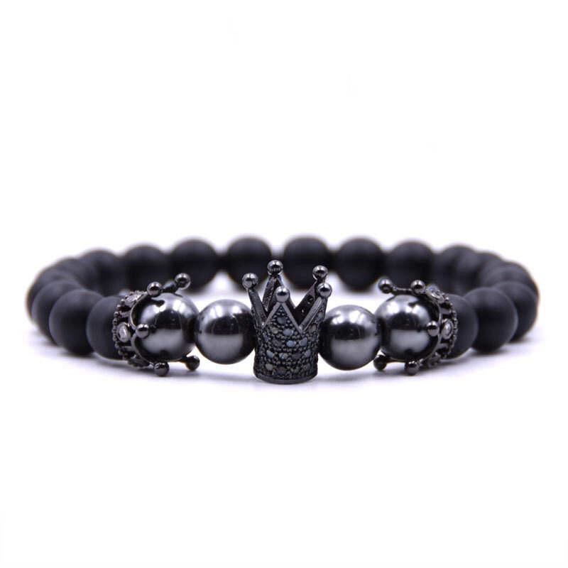 Argent Craft Black Agate & Hematite With 3 Crowns (Black)