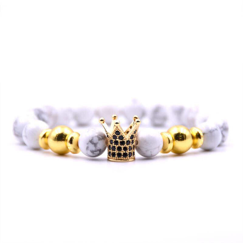 Argent Craft Howlite With Crown & Balls with Zirconia (Gold)