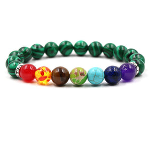 Argent Craft Malachite and 7 Chakra Healing Bracelet