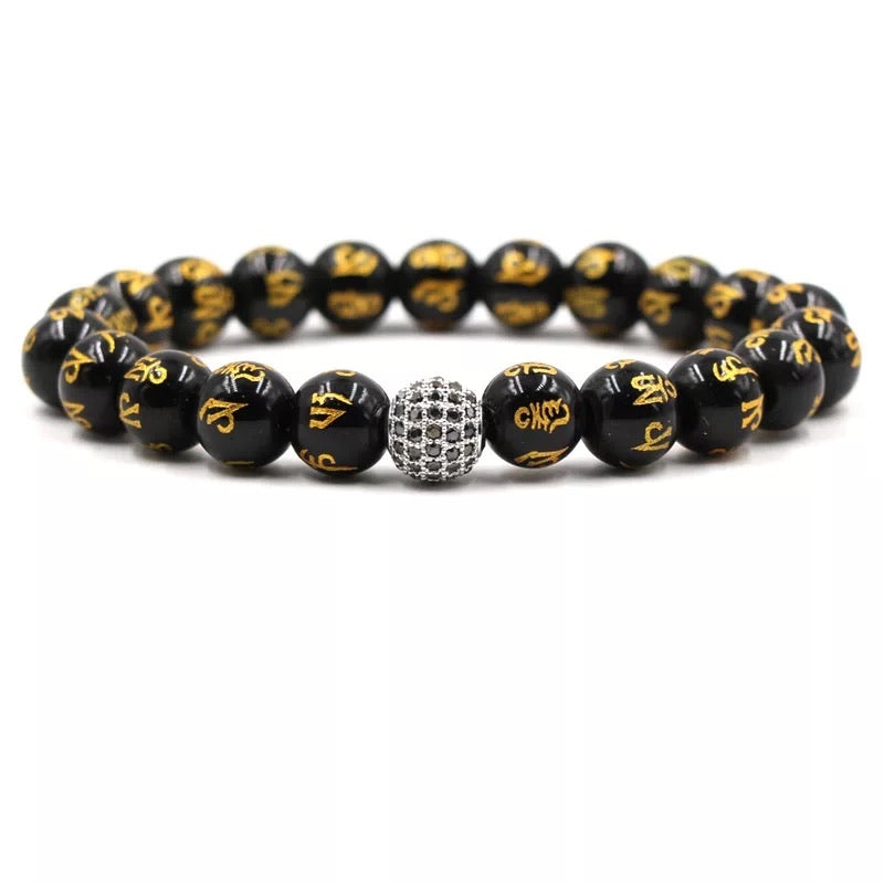Argent Craft Natural Black Obsidian Wealth Bracelet (Silver)(Black)
