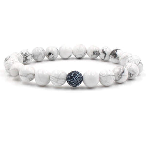 Argent Craft Natural Howlite Stone Bracelet with Black & White Agate