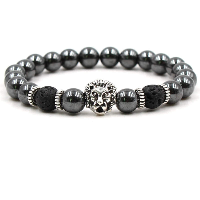 Argent Craft Hematite Bracelet and 2 Lava Stones With Lion (silver)