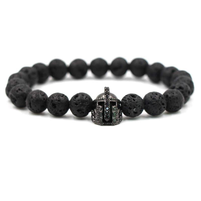 Argent Craft Natural Lava Stone With Black Knight Helmet