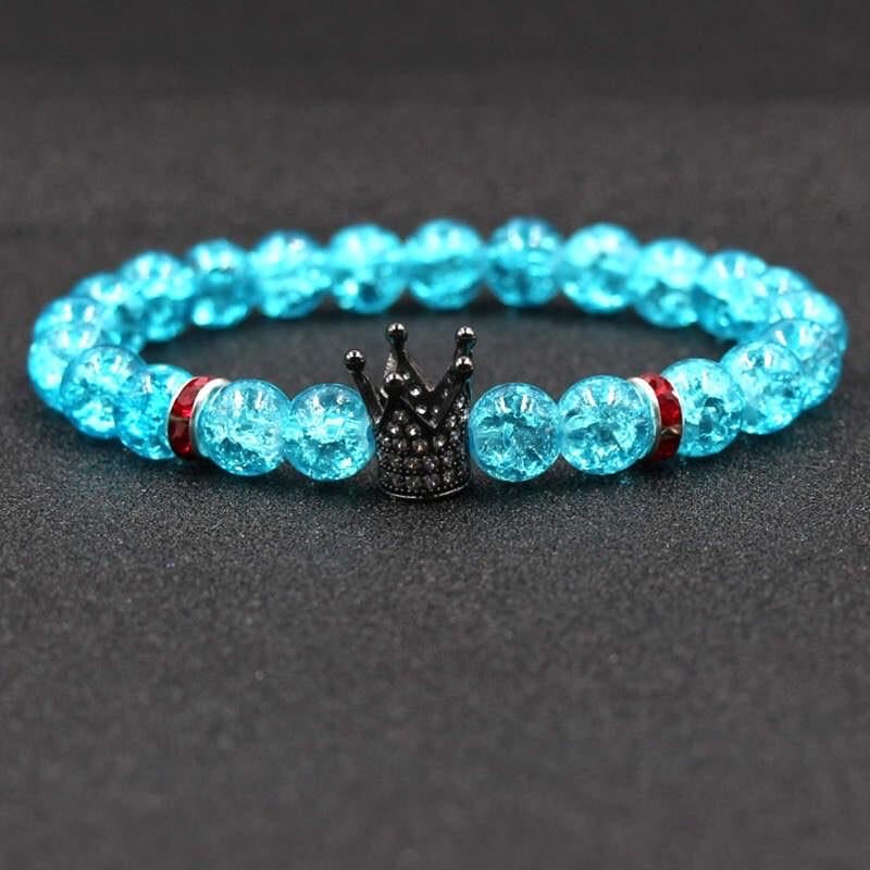 Argent Craft Blue Crackle Quartz With Black Crown & Zirconia