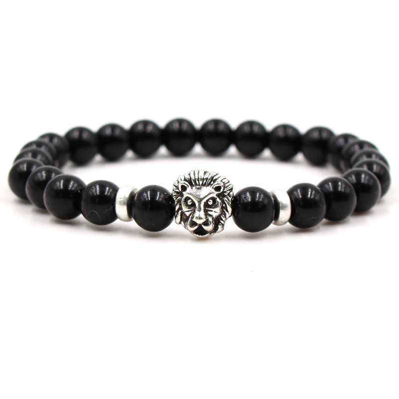 Argent Craft Black Onyx & Lion Bracelet (Silver)