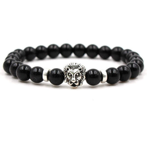 Argent Craft Black Onyx & Lion Bracelet (Silver)