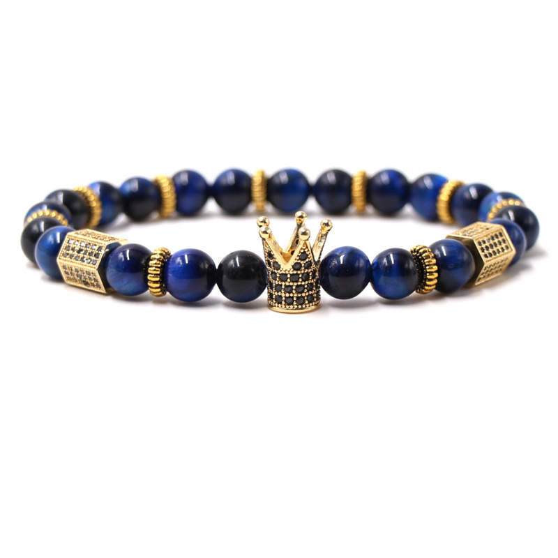 Argent Craft Lapis Stone With Crown (gold) bracelet