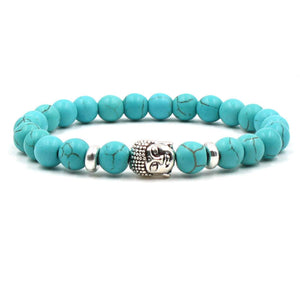 Argent Craft Blue Howlite Stone With Budhaa Bracelet (Silver)