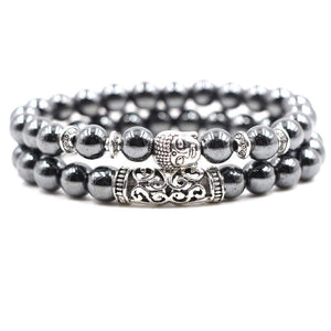 Argent Craft Hematite With Buddha and Ancient Scroll Bracelet (silver)