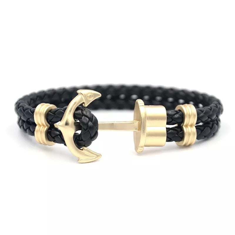 Argent Craft Leather Hook Anchor Bracelet