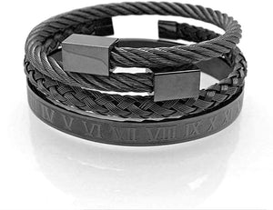 Argent Craft Roman Cable Bracelet 3 set (black)