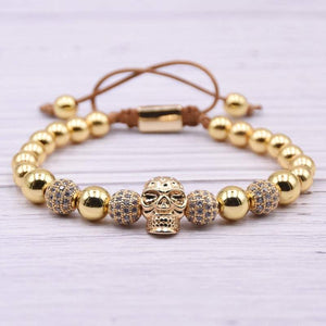 Argent Craft Gold Stone & UP Skull Bracelet