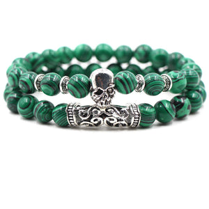 Argent Craft Malachite Skull and Ancient Scroll 2 Set Bracelet