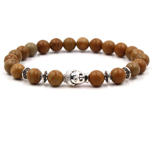 Argent Craft Brown Stone With Budhaa Bracelet (Silver)