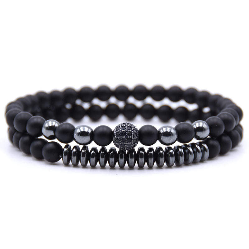 Argent Craft Hematite and Black Matte Agate With Zicron Ball Matching set (black)