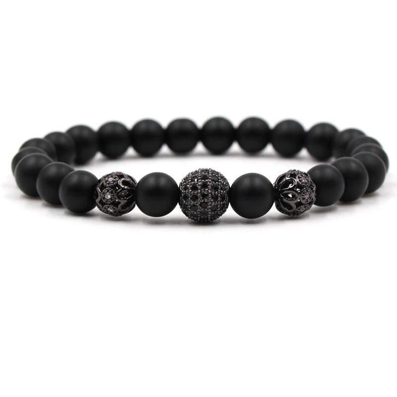 Argent Craft Black Matte Agate with Black Artifacts & Zirconia