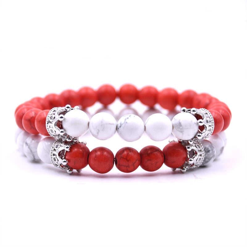Argent Craft Red Jasper & Howlite Complete Set With Crowns Bracelet