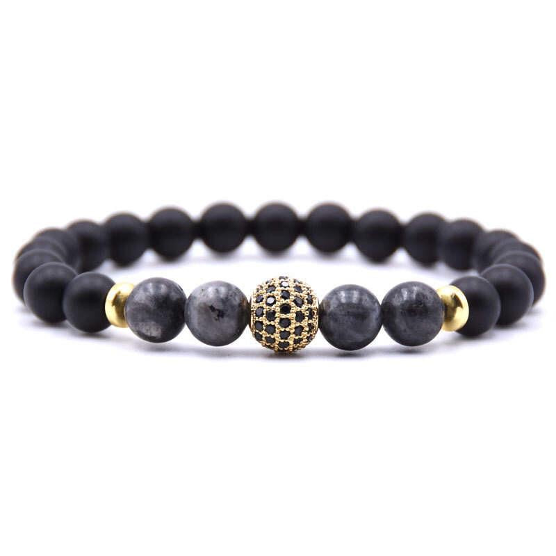 Argent Craft Natural Black Matte Agate With 4 Lolite Stone & Lucky Gold Ball