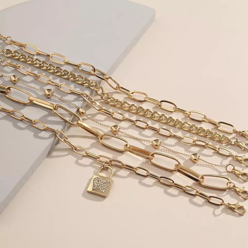 Argent Craft Love Locked 6 Bracelet Set (gold)