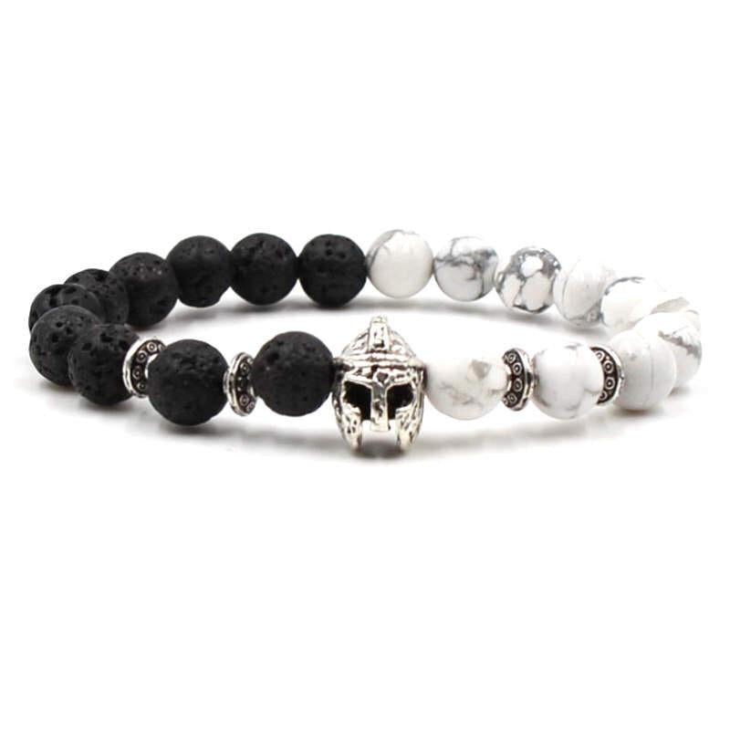 Argent Craft Lava Stone & Howlite Stone with Silver Knight Helmet