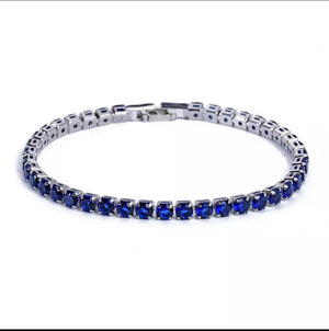 Argent Craft Tennis Bracelet with Blue Zirconia