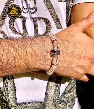 Argent Craft Natural Crackle Quartz With Black Crown & Ruby’s