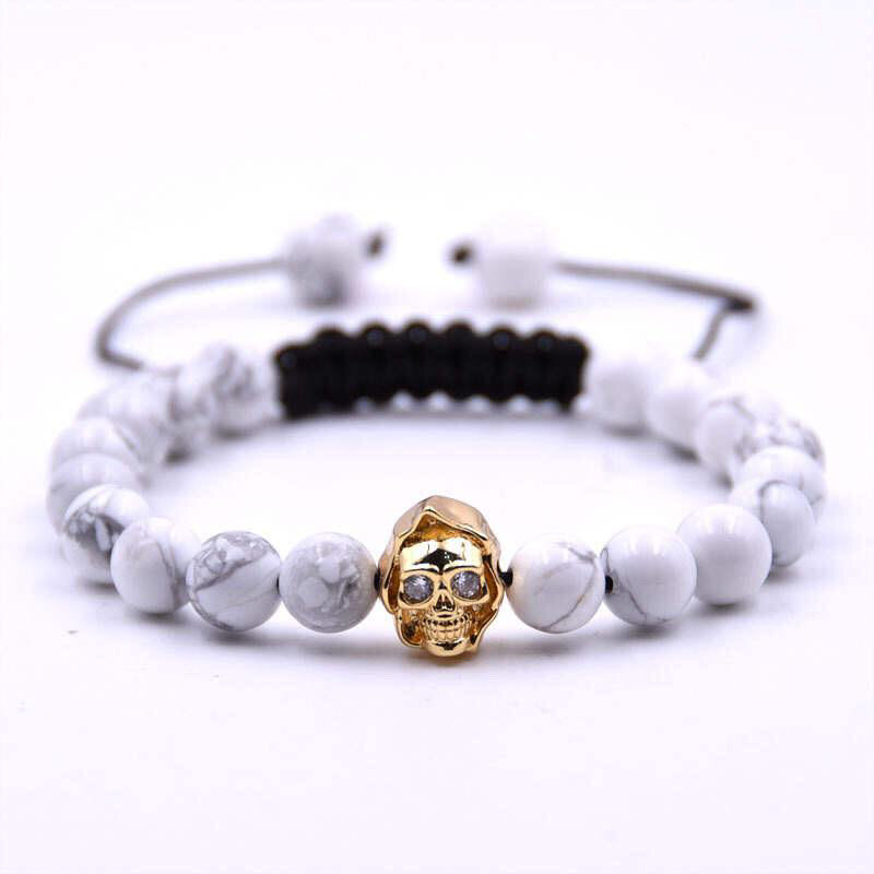 Argent Craft Howlite Bracelet With Skull & Hood
